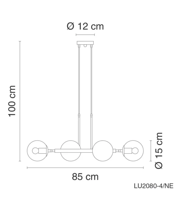 Lámpara Colgante De Techo 4Luces Con Pantallas de Vidrio Ahumado - Image 2