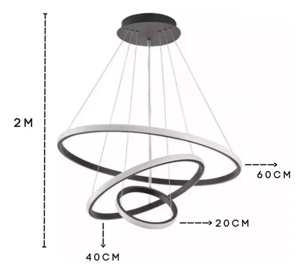 Lámpara Techo Colgante 3 Aros LED 3 Tonos De Luz - Image 4