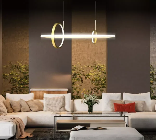 Lampara Colgante Circular LED Dorada